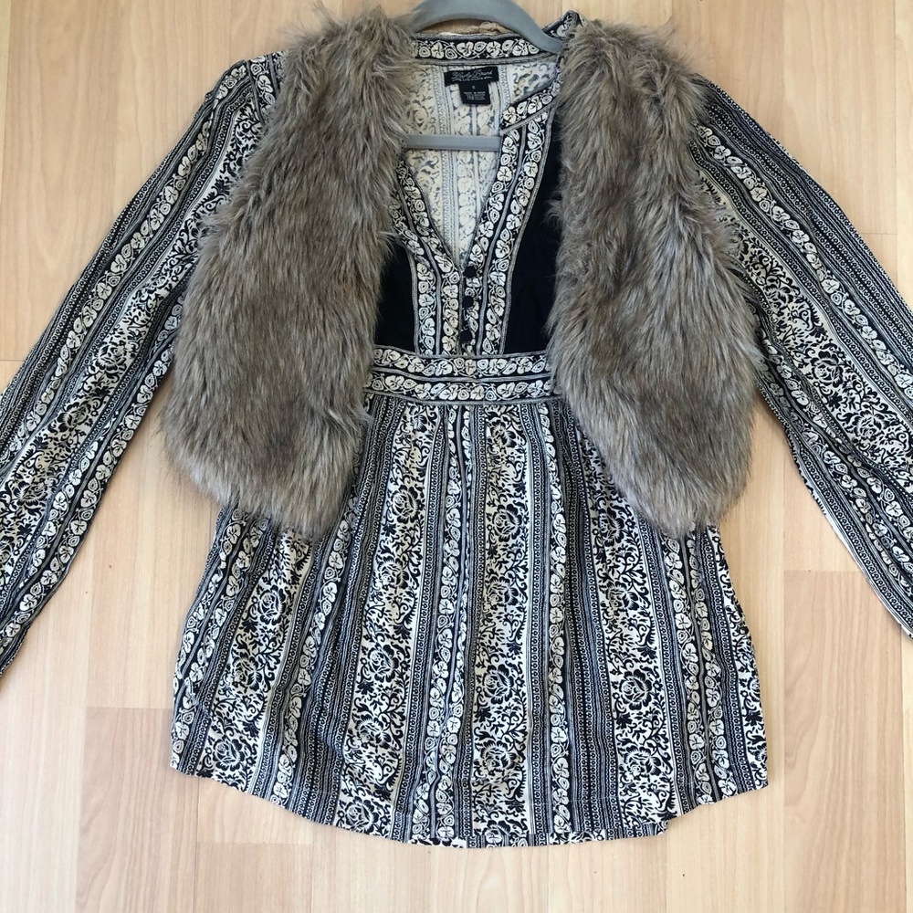 🌻 3/25 Item Lucky Brand Long-sleeve Boho Tunic - Picture 2 of 7
